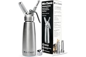 Otis Classic Whipped Cream Dispenser - 500ml Stainless Steel Whip Charger for Desserts - Professional Culinary Whipper - Canister with 3 Decorating Nozzles
