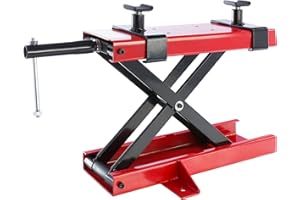 Arebos Cric de Moto 500 kg Pont Élévateur pour Motos Plate-Forme Élévatrice Bloc de Montage | Régable de 95-375 mm | Rouge - Noir