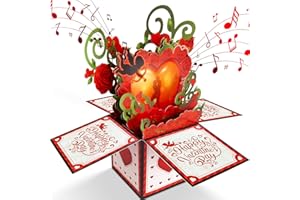 FITMITE Valentines Day Card, LIGHT & Romantic MUSIC Valentines Gift for Her Him Couple, Pop up Happy Valentine's Card