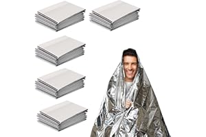 Skycase 5 Packs Emergency Thermal Blankets, Silver First Aid Foil Mylar Thermal Blankets 63"x82" for Hiking, Camping, and other Outdoors Survival