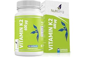 Vitamine K2 MK7 à fort dosage, certifiée - 600 mcg Menaquinone - 90 Gélules - All-trans MK-7 - Sans gluten, sans stéarate de magnésium de NutriZing