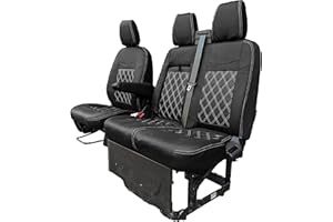 PRIMUS SEAT COVERS Seat Covers to fit the Ford Transit Custom 2013 to 2023 | Tailored Driver & Double Passenger | Leather Style to Fit the Ford Transit Custom Seat Covers [MUST HAVE FOLD DOWN TRAY]