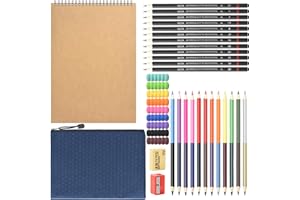 HomeMall Drawing Sketching Pencils Set, 37 Packs Art Kit with Sketchbook Draw Pencils Dual Ended Color Pencil Eraser Sharpener Pencil Bag for Kids Adults and Art Beginners