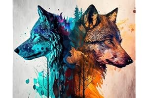 TISHIRON Paint by Numbers Wolf DIY Paint by Numbers for Adults Children Animals Paint by Number Kits on Canvas with Brushes and Acrylic Pigment Gift for Home Wall Decorations 16"x20"(Frameless)