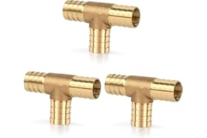 JESUSTREE Raccordo Portagomma in Ottone, Raccordi per Tubi Diritti, 3 pezzi 19 mm (0,75 in), Raccordos per Tubo Flessibile con Ugello a 3 Vie per Gas Acqua Carburante Diesel Olio