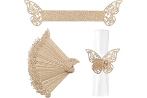 URROMA Napkin Rings, 50 Pcs Rose Gold Hollowed Butterfly Napkin Ring Holder Household Napkin Buckle for Table Decor, Wedding, Xmas, Party Dinner, Thanksgiving