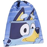Bluey Children's School Bag - Blue - 27x13x1cm - Made of Polyester - Small Backpack with Front Pocket and Velcro Handles - Or