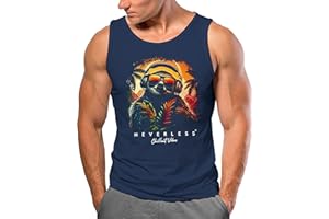 Neverless® Herren Tank-Top Musik DJ Chill Faultier Print Aufdruck Relax Sommer Muskelshirt