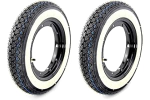 BISOMO Lot de 2 jantes Noir 2.10-10 avec pneus à flancs blancs 3,50-10 – Livré monté Piaggio Vespa