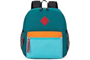 HawLander Little Kids Backpack, Toddler School Bag for Boys Aged 3 4 5 6 7 Years, with Chest Strap, Blue Green