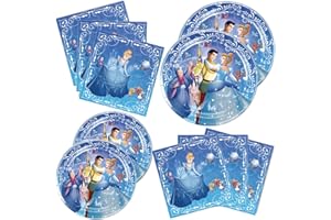 Omto 40Pack Cinderella Party Supplies include 20 plates, 20 napkinsfor Cinderella birthday party decoration, (YRY)