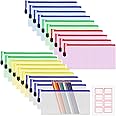 Mesh Pencil Pouch Zipper File Bags, 20PCS Clear Pencil Case Plastic Wallets Folders Waterproof Travel Storage Pouch for School Supplies, Bills, Cosmetics, Stationery and Travel Accessories, 5 Colors