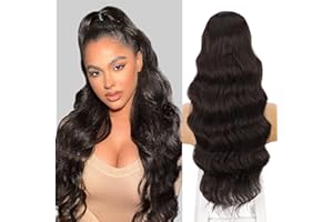 ENENBLAU Ponytail Extension Pferdeschwanz Haarteil Braun Clip in Extensions Locken Kordelzug lang Haarverlängerunge Perücke Natürliches Haarteil Gewellt Afro zopf 1B 60cm AL049C