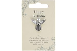 Guardian Angel Brooch for Birthday, Angel Badge with Rhinestone for Men and Women, Gift with Inspirational Message, Lapel Pins-Silver-One Size-Unisex