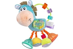 Playgro Clip Clop Cheval Bleu Ciel, Jouet hochet pour bébé, à partir de 3 Mois, développement sensoriel du bébé, garçons et Filles, Non-Toxic