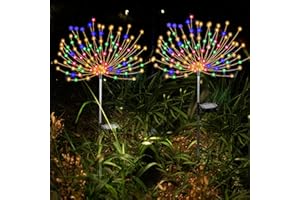Luces de Jardín Solar, XRR 2 Piezas Luces Solares al Aire Libre Starburst de jardín Exterior 120LED de Fuegos Artificiales solares Navidad Decoración Luces para césped, Patio, Boda (Multicolore)