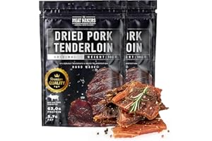The Meat Makers Dried Pork Tenderloin, Pork Jerky Steak 200g, De Filet De Porc Séché, Viande Séchée Riche En Protéines, Viande Séchée Pour Les Humains. Excellente alternative à la collation Beef Jerky