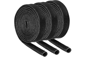 QUARKZMAN 3pz Guaina Antincendio Treccia Isolante per Cavi, 3.28Ft- 5mm ID Nero, Guaina Fibre Vetro Rivestita Silicone Alta Temperatura per Linee Tubi per Automobili e Cablaggi Elettrici