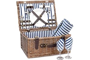 INNO STAGE Picknickkorb für, Weiden-Aufbewahrungskorb für Service Geschenk-Set für Camping und Outdoor Party, Weide for 2 MEHRWEG