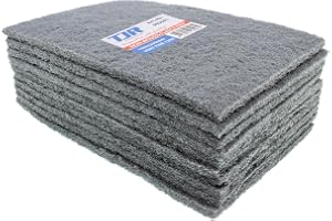 10 stycken paket med TJR icke-vävda fleecedynor 15 x 23 cm grå ultrafin P1200 korn för slutlig skrapning, skurning, slipning, rengöring, färgblandning för, ytvidhäftningsförberedelse, bilkropp