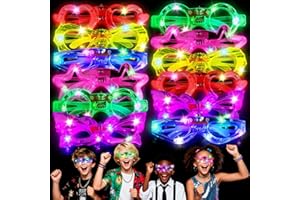 SCIONE Kids Light Up Glasses, 12 Pack LED Party Glasses for Children with 3 Light Modes, Fun Light Up Toys & Glow in The Dark Party Favors for Birthday, Christmas, Halloween, Neon Party Decorations