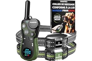 PAWPRO Collier de Dressage, Conforme Nouvelle Loi Bien Être Animal, Portée XXL 3km, Mode Lumière Nocturne, Guide de Dressage Inclus, BIP Vibration Boost, Adapté à Tous Les Chiens (2 Colliers)