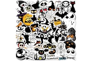 UOQO Halloween Stickers for kids, Nightmare Before Christmas Scrapbook Vinyl Sticker for Laptop Water Bottle Skateboard, Pumpkin Witchy Skull Stickers for Adults Decoration