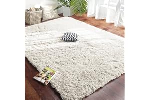 Hafaa Rugs Living Room Large 160x230 CM – Cream Fluffy Area Rugs for Bedroom – Modern Super Soft Large Thick Pile Non Slip Non-Shedding Shaggy Rug
