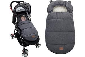 AMO NENES Universal Footmuff Stroller, Baby Pushchair Pram Liner, Universal Cosy Toes Pushchairs, Waterproof and Windproof, 90 x 52cm, Black Gray