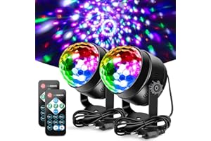 ‎LITAKE Litake Discokugel Discolicht, Neueste 6W Party Lichter DJ Bühnenbeleuchtung 7 Farben Modi Musikgesteuert Fernbedienung LED Patry Lampe für Kinder Party Halloween Weihnachten, 2 Stück