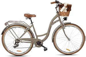 ‎GOETZE Goetze Mood Damenfahrrad Retro Vintage Holland Citybike, 28 Zoll Alu Räder, 7 Gang Shimano Schaltwerk, Tiefeinstieger, Korb mit Polsterung Gratis!