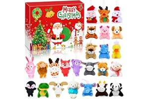 Chennyfun Calendario de Adviento de Cuenta Atrás de Navidad 24 días, con 24 Animales de Peluche, Decoración de Navidad, Cute Regalos Para Niños y Niñas, Sorpresas De Cumpleaños