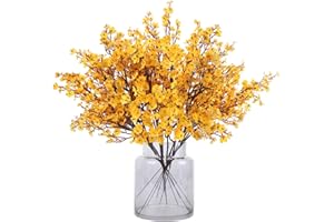 N&T NIETING Gypsophila Artificial Flowers, 12Pcs Baby Breath Artificial Flowers Real Touch Fake Flowers for DIY Wedding Bouquet Party Table Centerpieces Flower Arrangements Home Autumn Decor(Yellow)