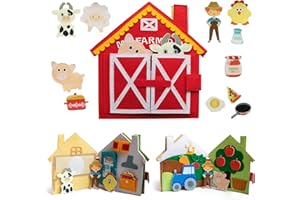 MEQBEM Pantaworlds il Quiet Book progettato in Italia educativo in feltro - Libro montessori interattivo - Giochi montessori Giochi bambini 1 anno Giochi montessori 1 anno Giochi montessori 2 anni - Fattoria