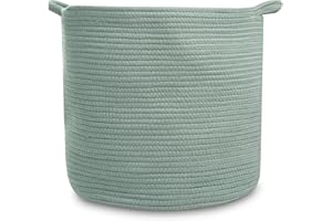 Natemia Panier de rangement en corde de coton - Panier de rangement pour chambre d'enfant et jouets (38 x 38 x 35 cm), panier à linge, panier pour serviettes, oreillers et couvertures