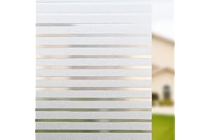 FXCIST Stripe Window Films Smooth Glass Film Static Cling Window Film Privacy White Stripe For Office Bathroom Home (90x200cm)…