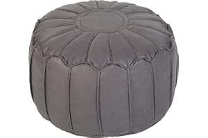 Loft 25 Bean Bag Footstool Pouffe | Super-Soft Faux-Leather Fabric | Decorative and Comfortable Foot Rest | Footstools for Living Room | Moroccan-Style Foot Stool (Arizona Charcoal)
