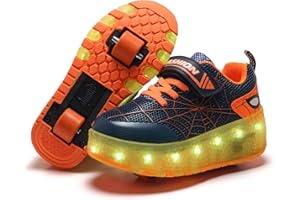 SKYBIRD-UK Unisex Bambino LED Scarpe con Doppio Rotelle USB Ricaricabile Automatico Retrattile Formatori Sportive Ginnastica Multisports Skateboard Sneaker con Ruote Vibrazione Lampeggiante Removeable Baskets
