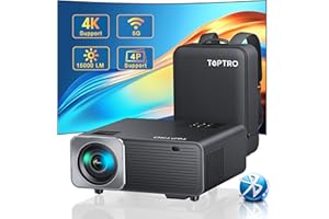 Projector 5G WiFi Bluetooth Projector 4K Supported, TOPTRO 15000 Lumen Native 1080P Full HD Home Cinema Projector, 4D/4P Keystone, 50% Zoom Outdoor Projector for Phone/TV Stick/iOS/Android