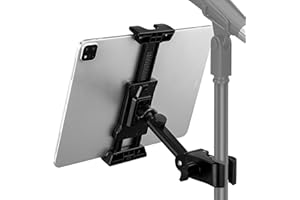 LZSIG Supporto per tablet per microfono e supporto musicale, supporto telescopico regolabile per iPad, microfono portatile, supporto per iPad Pro, iPhone, Android, smartphone, tablet da 4,7” a 12,9“