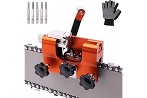 Neegool Kettensägenschärfer, Kettensägenschärfer-Set mit 5 Schärfköpfen, tragbarer Handkurbel-Sägekettenschärfer für 8–22 Zoll Sägekettenschärfer-Zubehör