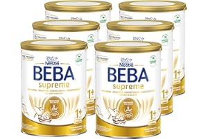 ‎BEBA BEBA SUPREME JUNIOR 1 Plus - Kindergetränk ab dem 1. Geburtstag, Mit 6 HMO Komplex, Nur Laktose, Ohne Palmöl, Ohne Fischöl, Kleinkindnahrung, Baby-Milchpulver, 6er Pack (6 x 800g)