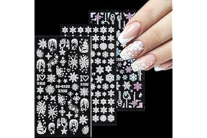 UHELTOSLY Adesivi Unghie Decalcomania Natale,5D Arte Unghie Adesivi Autoadesivi,Adesivo per nail art con fiocco di neve colorato,Manicure Fai Da Te Decorazione di Natale Nail Art Stickers