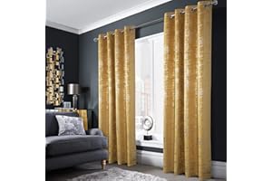 always4u Soft Velvet Curtains 100% Blackout for Window for Bedroom Thermal Gold Foil Printed Shining Luxury Window Treatment Drapes for Living Room 1 Pair Yellow 66 * 72