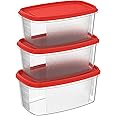 Cosmoplast Food Storage Pack Of 750 Ml, 1.5, 2.5, 4L Oval Containers, Red