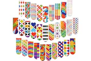 Vicloon Signets Magnétiques, 30Pcs Marque-Pages Magnétiques, Marqueurs de Page Magnétique de Livre Clip de Page pour Enseignants, Amateurs de Livres, Enfants, étudiants-Géométrique