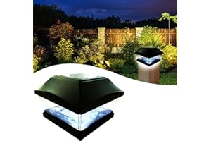 XVZ Lampe Solaire Chapeau Poteau Bois - Lampes solaires d'extérieur étanches - Lampes solaires LED - Décoration de jardin pour jardin, terrasse, clôture, poteaux en bois - Noir