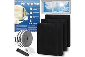 YADOBIG 3 Pièces Moustiquaire Fenetre 150 x 180 cm, Moustiquaire de Fenêtre, Filet Écran Insecte avec Bande Velcro Autocollante et Sans Perçage