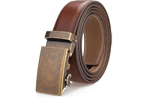 Nelbons Men's Belt, Slide Ratchet Belt for Men with Leather 1 3/8" width 3.5cm,Trim to Fit