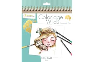 ‎AVENUE MANDARINE MY MANDARINE GY077C - Malbuch / Malblock 28 Blatt (14 Zeichnungen x2), 20x20 cm, 250g Zeichenpapier, Spiralbindung, Wild 3, 1 Stück